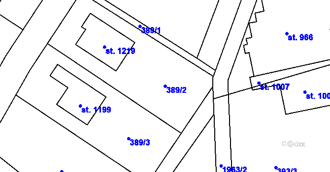 Parcela st. 389/2 v KÚ Sezemice nad Loučnou, Katastrální mapa