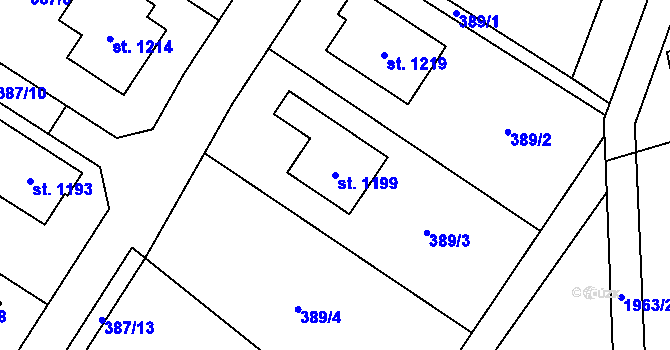 Parcela st. 1199 v KÚ Sezemice nad Loučnou, Katastrální mapa