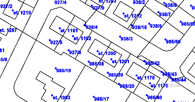 Parcela st. 1200 v KÚ Sezemice nad Loučnou, Katastrální mapa
