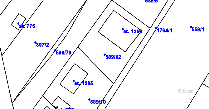 Parcela st. 589/12 v KÚ Sezemice nad Loučnou, Katastrální mapa