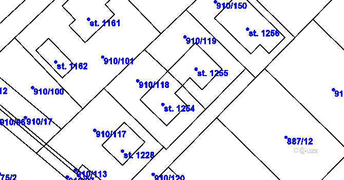 Parcela st. 910/118 v KÚ Sezemice nad Loučnou, Katastrální mapa