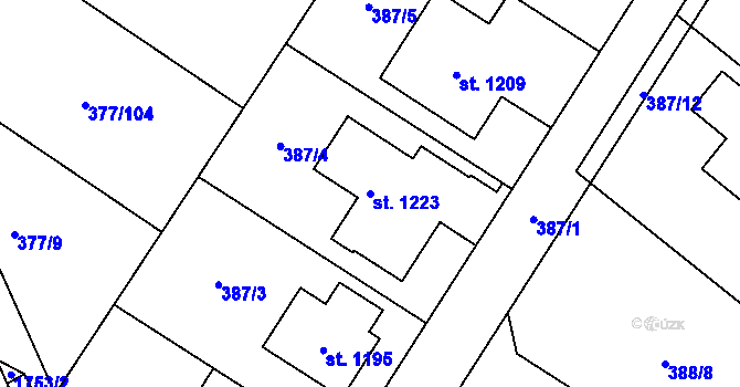 Parcela st. 1223 v KÚ Sezemice nad Loučnou, Katastrální mapa