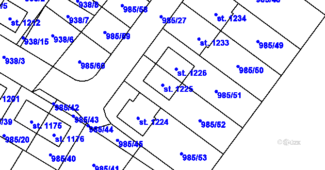 Parcela st. 1225 v KÚ Sezemice nad Loučnou, Katastrální mapa