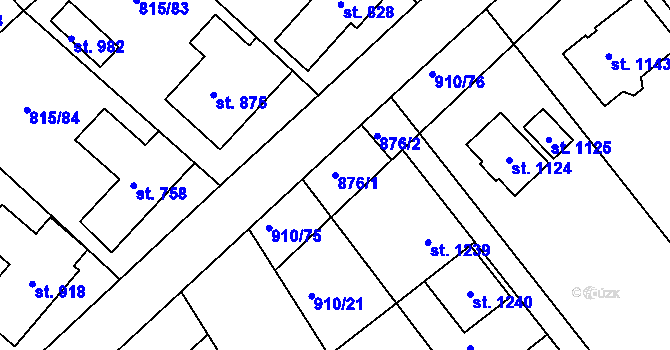 Parcela st. 876/1 v KÚ Sezemice nad Loučnou, Katastrální mapa