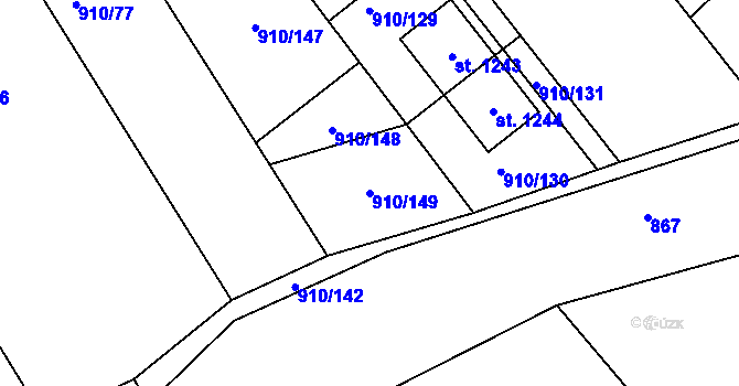 Parcela st. 910/149 v KÚ Sezemice nad Loučnou, Katastrální mapa