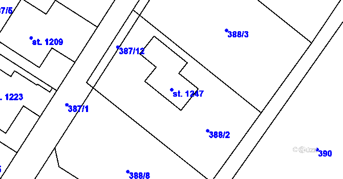 Parcela st. 1247 v KÚ Sezemice nad Loučnou, Katastrální mapa