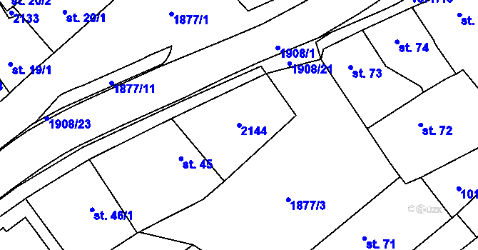 Parcela st. 2144 v KÚ Sezemice nad Loučnou, Katastrální mapa