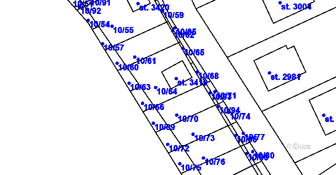 Parcela st. 10/67 v KÚ Sezimovo Ústí, Katastrální mapa