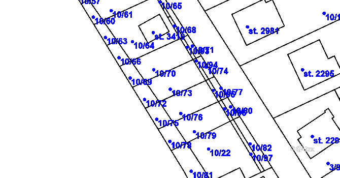 Parcela st. 10/73 v KÚ Sezimovo Ústí, Katastrální mapa