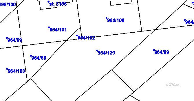 Parcela st. 964/129 v KÚ Sezimovo Ústí, Katastrální mapa
