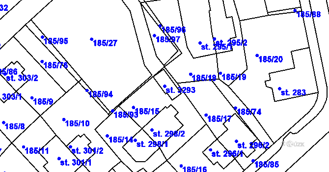 Parcela st. 3293 v KÚ Sezimovo Ústí, Katastrální mapa