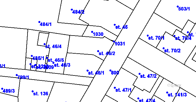 Parcela st. 46/2 v KÚ Sezimovo Ústí, Katastrální mapa