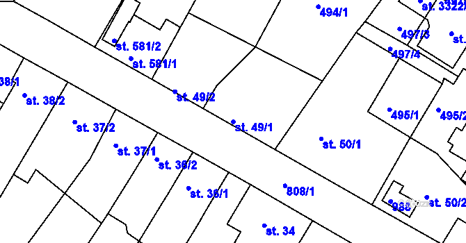 Parcela st. 49/1 v KÚ Sezimovo Ústí, Katastrální mapa