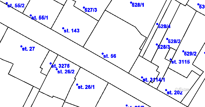 Parcela st. 56 v KÚ Sezimovo Ústí, Katastrální mapa