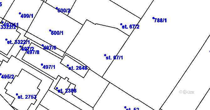 Parcela st. 67/1 v KÚ Sezimovo Ústí, Katastrální mapa