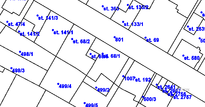 Parcela st. 68/1 v KÚ Sezimovo Ústí, Katastrální mapa