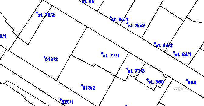 Parcela st. 77/1 v KÚ Sezimovo Ústí, Katastrální mapa