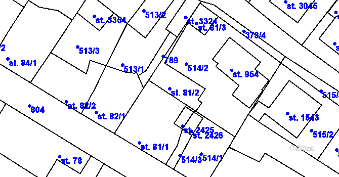 Parcela st. 81/2 v KÚ Sezimovo Ústí, Katastrální mapa