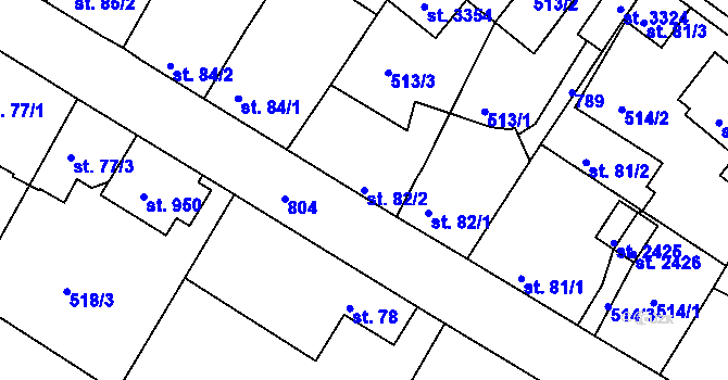 Parcela st. 82/2 v KÚ Sezimovo Ústí, Katastrální mapa