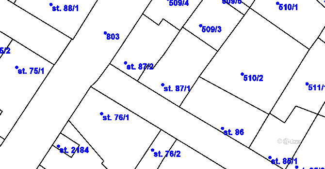 Parcela st. 87/1 v KÚ Sezimovo Ústí, Katastrální mapa