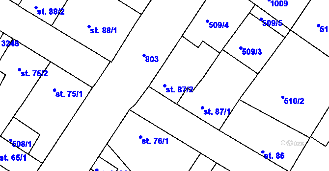 Parcela st. 87/2 v KÚ Sezimovo Ústí, Katastrální mapa