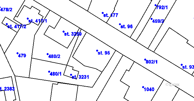 Parcela st. 95 v KÚ Sezimovo Ústí, Katastrální mapa