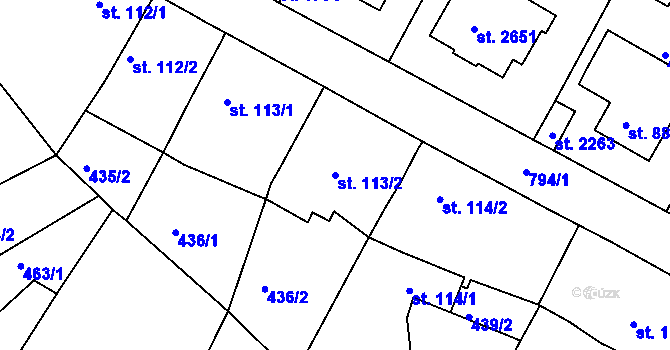 Parcela st. 113/2 v KÚ Sezimovo Ústí, Katastrální mapa