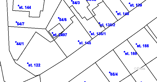 Parcela st. 145 v KÚ Sezimovo Ústí, Katastrální mapa
