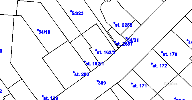 Parcela st. 162/2 v KÚ Sezimovo Ústí, Katastrální mapa