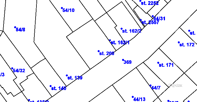 Parcela st. 200 v KÚ Sezimovo Ústí, Katastrální mapa