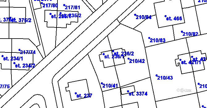 Parcela st. 236/1 v KÚ Sezimovo Ústí, Katastrální mapa