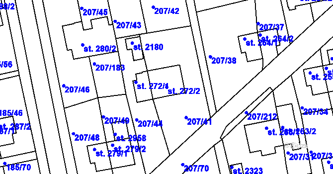 Parcela st. 272/2 v KÚ Sezimovo Ústí, Katastrální mapa