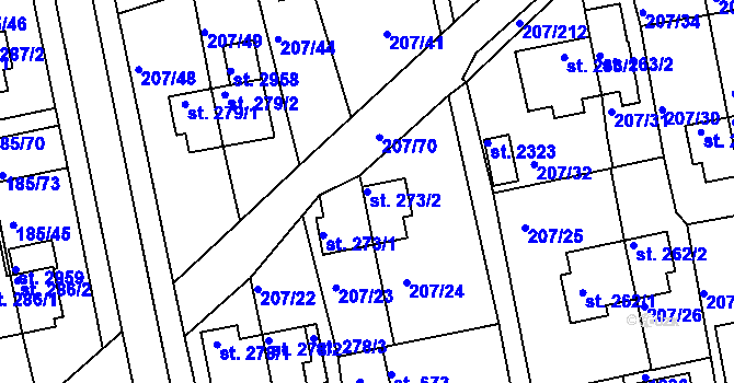 Parcela st. 273/2 v KÚ Sezimovo Ústí, Katastrální mapa
