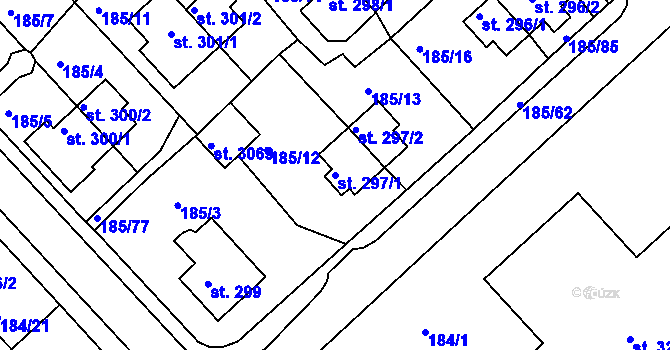 Parcela st. 297/1 v KÚ Sezimovo Ústí, Katastrální mapa