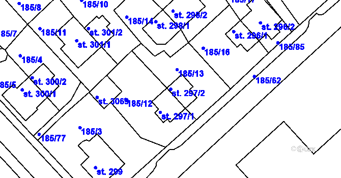 Parcela st. 297/2 v KÚ Sezimovo Ústí, Katastrální mapa