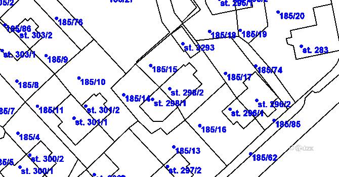 Parcela st. 298/2 v KÚ Sezimovo Ústí, Katastrální mapa