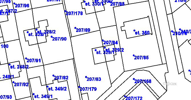 Parcela st. 329/1 v KÚ Sezimovo Ústí, Katastrální mapa
