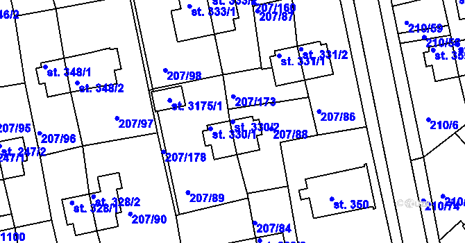 Parcela st. 330/2 v KÚ Sezimovo Ústí, Katastrální mapa