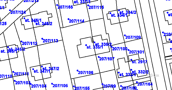 Parcela st. 335/1 v KÚ Sezimovo Ústí, Katastrální mapa