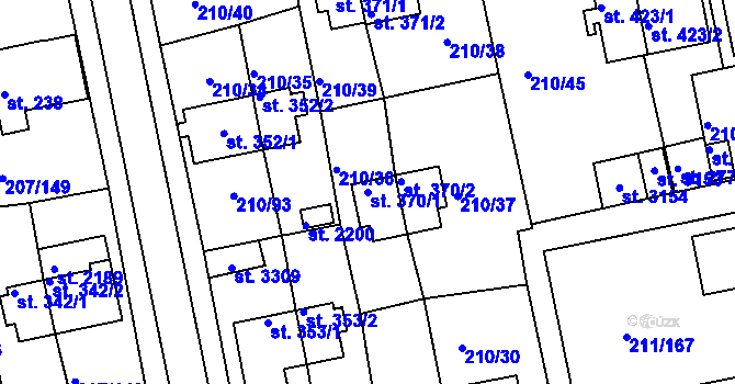 Parcela st. 370/1 v KÚ Sezimovo Ústí, Katastrální mapa
