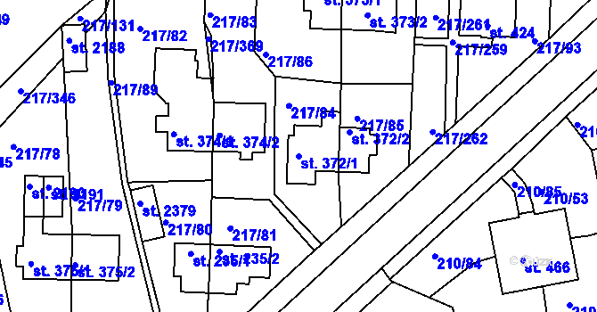 Parcela st. 372/1 v KÚ Sezimovo Ústí, Katastrální mapa