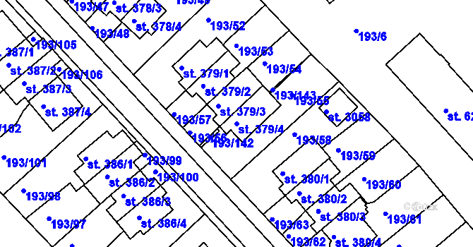 Parcela st. 379/4 v KÚ Sezimovo Ústí, Katastrální mapa