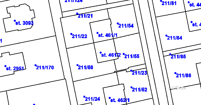 Parcela st. 461/2 v KÚ Sezimovo Ústí, Katastrální mapa