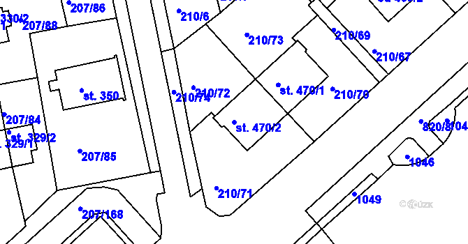 Parcela st. 470/2 v KÚ Sezimovo Ústí, Katastrální mapa
