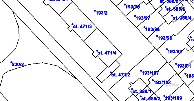Parcela st. 471/4 v KÚ Sezimovo Ústí, Katastrální mapa