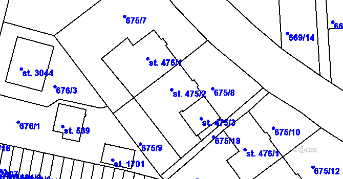 Parcela st. 475/2 v KÚ Sezimovo Ústí, Katastrální mapa