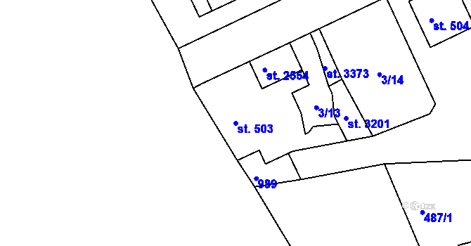 Parcela st. 503 v KÚ Sezimovo Ústí, Katastrální mapa