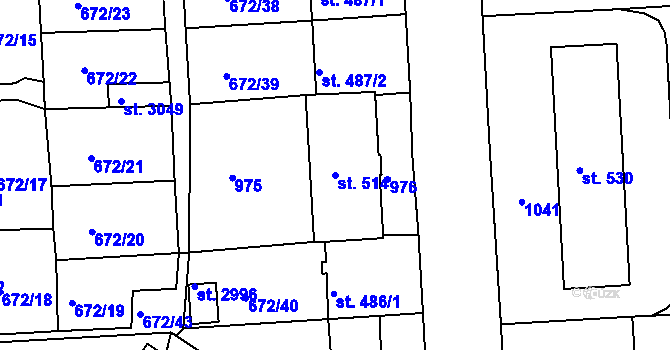 Parcela st. 514 v KÚ Sezimovo Ústí, Katastrální mapa