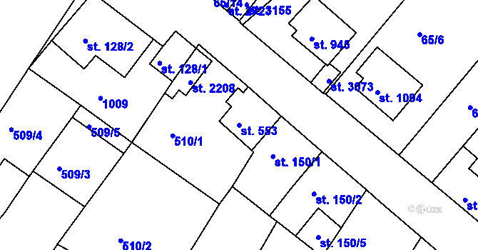 Parcela st. 553 v KÚ Sezimovo Ústí, Katastrální mapa