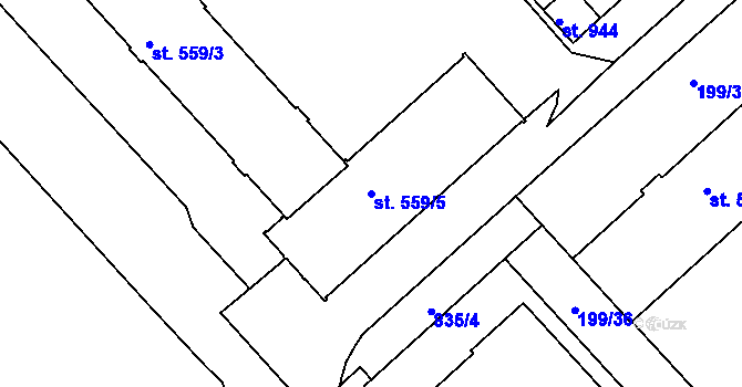 Parcela st. 559/5 v KÚ Sezimovo Ústí, Katastrální mapa